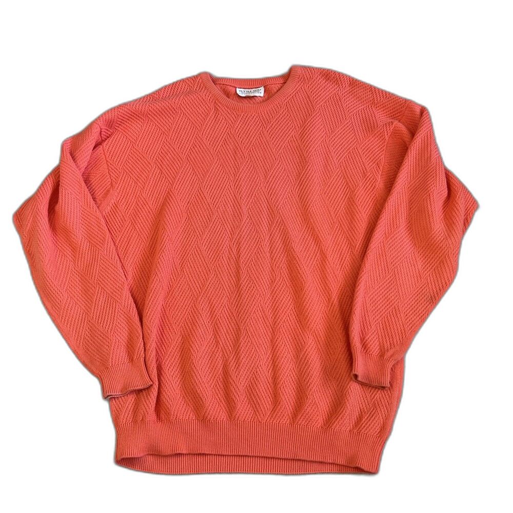 Tuttle Golf Sweater Mens Medium Pullover Orange Scotland Cotton